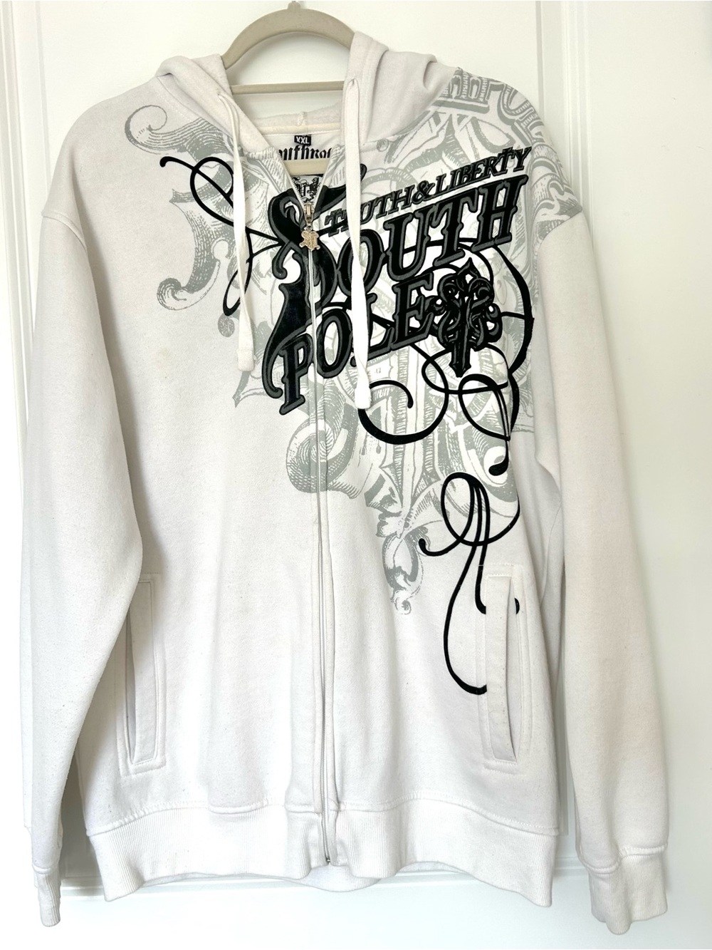 Vintage Y2K Southpole Zip Up Hoodie XXL Mens White Skater Grunge Logo